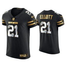 Men's Dallas Cowboys #21 Ezekiel Elliott Black Golden Edition Elite Jersey