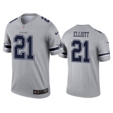 Men's Dallas Cowboys #21 Ezekiel Elliott Gray Inverted Legend Jersey