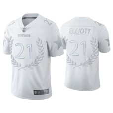 Men's Dallas Cowboys #21 Ezekiel Elliott White Platinum Limited Jersey