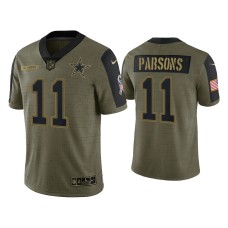 Men's Dallas Cowboys #11 Micah Parsons Olive 2021 Salute To Service Limited Jersey