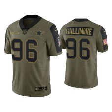 Men's Dallas Cowboys #96 Neville Gallimore Olive 2021 Salute To Service Limited Jersey