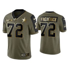 Men's Dallas Cowboys #72 Travis Frederick Olive Gold 2021 Salute To Service Limited Jersey