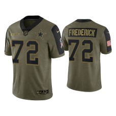 Men's Dallas Cowboys #72 Travis Frederick Olive 2021 Salute To Service Limited Jersey