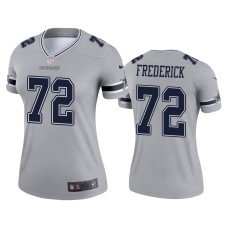 Women's Dallas Cowboys #72 Travis Frederick Silver Inverted Legend Jersey