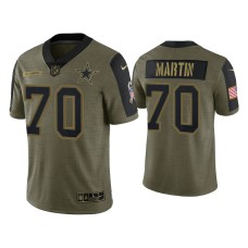 Men's Dallas Cowboys #70 Zack Martin Olive 2021 Salute To Service Limited Jersey