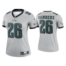 Women's Philadelphia Eagles #26 2021 Miles Sander Silver Inverted Legend Jersey