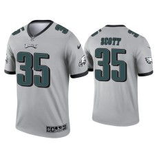 Men's Philadelphia Eagles #35 Boston Scott Silver Inverted Legend Jersey