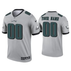 Men's Philadelphia Eagles #00 Custom Silver Inverted Legend Jersey