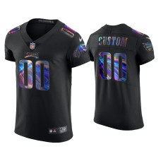 Men's Philadelphia Eagles #00 Custom Black Golden Edition Holographic Jersey