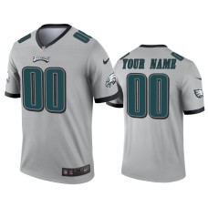 Men's Philadelphia Eagles #00 Custom Silver Inverted Legend Jersey