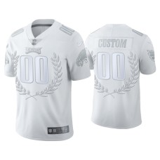 Men's Philadelphia Eagles #00 Custom White Platinum Limited Jersey