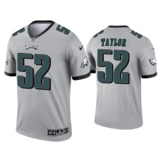 Men's Philadelphia Eagles #52 Davion Taylor Silver Inverted Legend Jersey