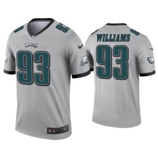 Men's Philadelphia Eagles #93 Milton Williams Silver Inverted Legend Jersey