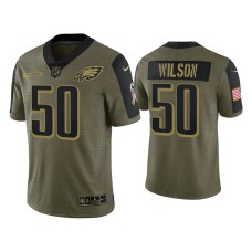 Men's Philadelphia Eagles #50 Eric Wilson Olive 2021 Salute To Service Limited Jersey