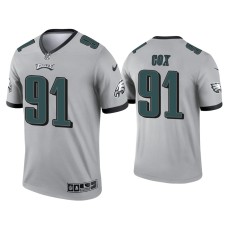 Men's Philadelphia Eagles #91 Fletcher Cox Silver Inverted Legend Jersey