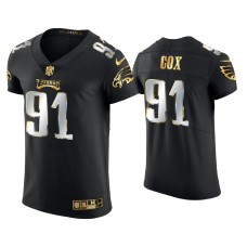 Men's Philadelphia Eagles #91 Fletcher Cox Black Golden Edition Elite Jersey