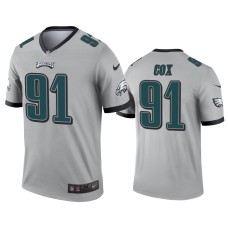 Men's Philadelphia Eagles #91 Fletcher Cox Silver Inverted Legend Jersey