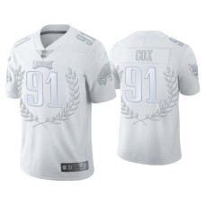 Men's Philadelphia Eagles #91 Fletcher Cox White Platinum Limited Jersey