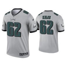 Men's Philadelphia Eagles #62 Jason Kelce Silver Inverted Legend Jersey