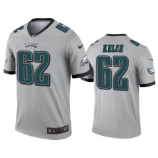 Men's Philadelphia Eagles #62 Jason Kelce Silver Inverted Legend Jersey