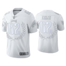 Men's Philadelphia Eagles #62 Jason Kelce White Platinum Limited Jersey