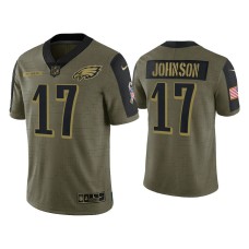 Men's Philadelphia Eagles #17 KeeSean Johnson Olive 2021 Salute To Service Limited Jersey