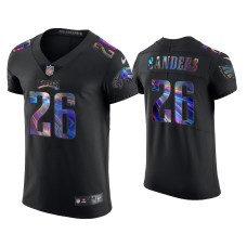 Men's Philadelphia Eagles #26 Miles Sanders Black Golden Edition Holographic Jersey