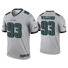 Men's Philadelphia Eagles #93 Milton Williams Silver Inverted Legend Jersey