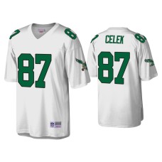 Men's Philadelphia Eagles #87 Brent Celek White Throwback Legacy Replica Jersey