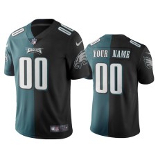 Men's Philadelphia Eagles #00 Custom Green Black Split Two Tone Limited Jersey