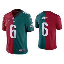 Men's Philadelphia Eagles #6 DeVonta Smith Crimson Green 2021 NFL Draft Split Jersey