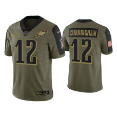 Men's Philadelphia Eagles #12 Randall Cunningham Olive 2021 Salute To Service Limited Jersey