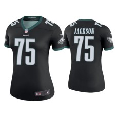 Women's Philadelphia Eagles #75 Color Rush Legend Tarron Jackson Black Jersey