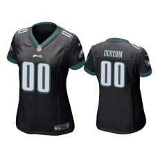 Women's Philadelphia Eagles #00 Black Custom Nike Game Jersey