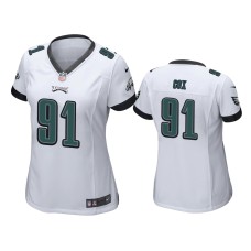 Women's Philadelphia Eagles #91 White Fletcher Cox Nike Game Jersey