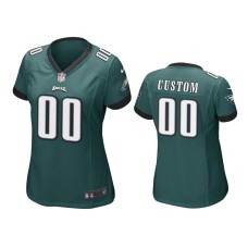 Women's Philadelphia Eagles #00 Green Custom Nike Game Jersey