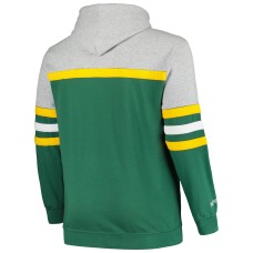 Green Bay Packers Mitchell & Ness Big & Tall Head Coach Pullover Hoodie - Heather Gray/Green