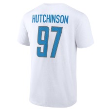 Aidan Hutchinson Detroit Lions Icon Player Name & Number T-Shirt - White