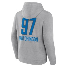 Aidan Hutchinson Detroit Lions Team Wordmark Player Name & Number Pullover Hoodie - Heather Gray