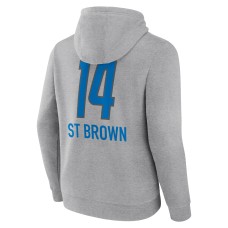 Amon-Ra St. Brown Detroit Lions Team Wordmark Player Name & Number Pullover Hoodie - Heather Gray