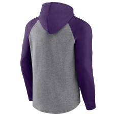 Baltimore Ravens By Design Raglan Pullover Hoodie - Heathered Gray/Purple