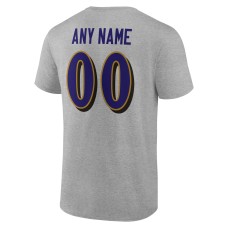 Baltimore Ravens Team Authentic Custom T-Shirt - Heathered Gray