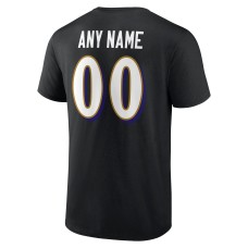 Baltimore Ravens Team Authentic Personalized Name & Number T-Shirt - Black