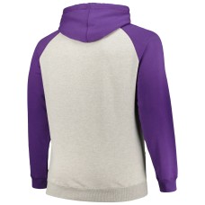 Baltimore Ravens Profile Big & Tall Favorite Arch Throwback Raglan Pullover Hoodie - Heather Gray/Purple