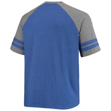 Buffalo Bills Big & Tall Throwback 2-Stripe Raglan T-Shirt - Royal/Heathered Gray