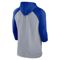 Buffalo Bills Nike Raglan 3/4-Sleeve Pullover Hoodie - Heather Gray/Heather Royal