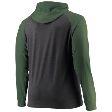 Green Bay Packers Big & Tall Lightweight Raglan Pullover Hoodie - Green/Heathered Charcoal