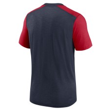 Houston Texans Nike Color Block Team Name T-Shirt - Heathered Navy/Heathered Red