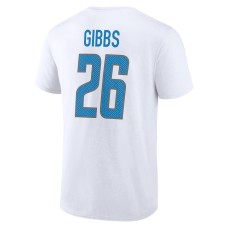 Jahmyr Gibbs Detroit Lions Icon Player Name & Number T-Shirt - White