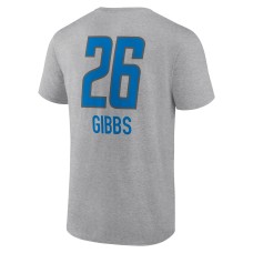 Jahmyr Gibbs Detroit Lions Team Wordmark Player Name & Number T-Shirt - Heather Gray